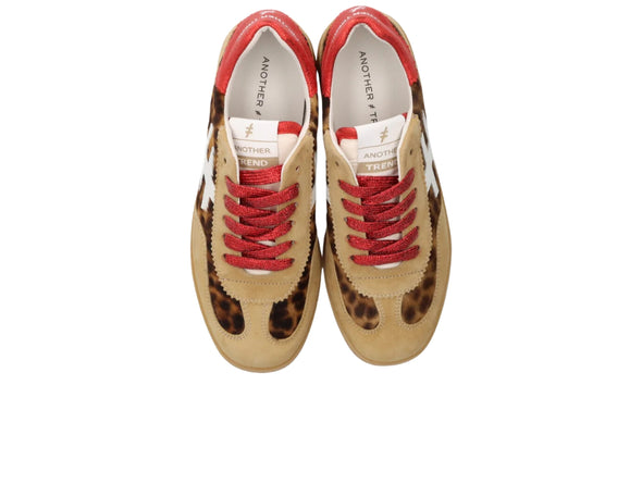 Another Trend A032 7902 - Leopard Red Low-Top Trainer top view