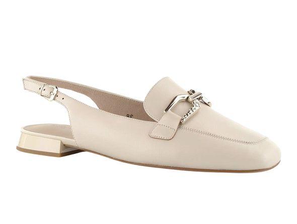 Caprice 9-29400-44 Cream Leather Slingpump, square toe, buckle detail and a 1.5 cm trapezoidal heel, upper 