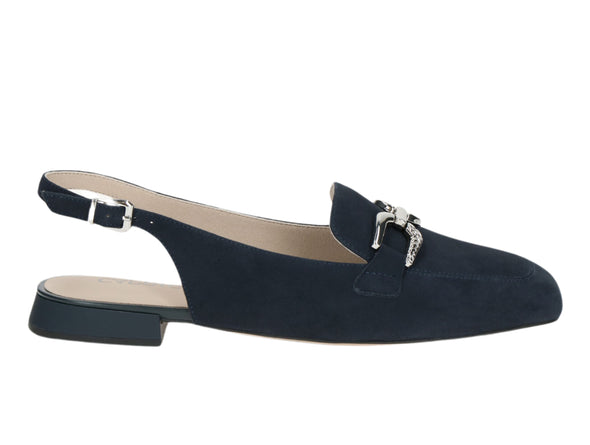 Caprice 9-29400-44 Ocean suede Slingpump, square toe, buckle detail and a 1.5 cm trapezoidal heel, outer