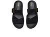 Clarks Aristella Mule, Black Suede low slip-on sandal, double straps and gold buckle, top