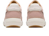 Clarks Tivoli Walk Light Pink. Leather shoe with gold heel panel. Laced, perforated upper, white sole, back view