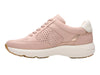 Clarks Tivoli Walk Light Pink. Leather shoe with gold heel panel. Laced, perforated upper, white sole, inner view