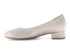 Gabor 61.421.62 Betty in Dune. Low block heel slip on court shoe with subtle gold metallic shimmer. Inner view