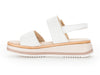 Gabor 62.744.60 Aviemore White leather Sandal, open-toe, Velcro strap, buckle detail, G-width fit, 6.5cm wedge heel inner