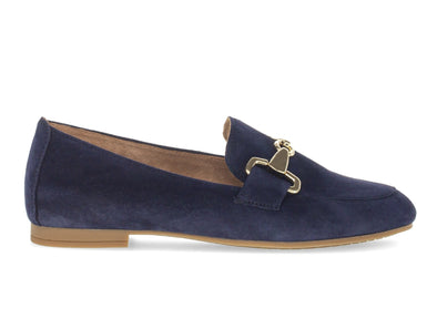 Gabor 65.211.36 Jangle navy suede slip-on shoes with gold chain trim and low block heel for stylish comfort outer