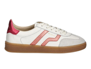 Gant Cuzima 30531952 G268 in White Pink. Laced retro sneaker with gum sole, leather upper with suede and metallic panels. 