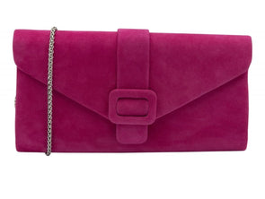 Lotus Aletta ULG085 – Bright Pink Suede Clutch Bag front view