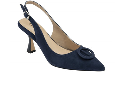 Lotus Delfina ULS459 Navy Suede Slingback Court Shoes upper view