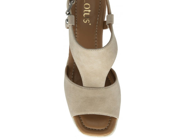 Lotus Delfina ULS459 Wedge Sandal – Nude Suede top view