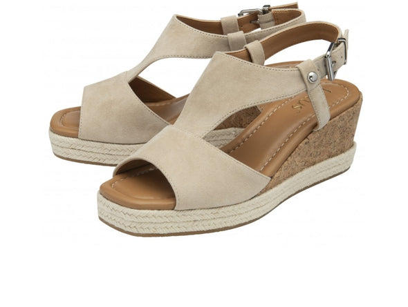 Lotus Delfina ULS459 Wedge Sandal – Nude Suede upper 1 view