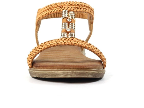 Lunar Portofino JLH502 Boho Glam Sandal in Camel front view