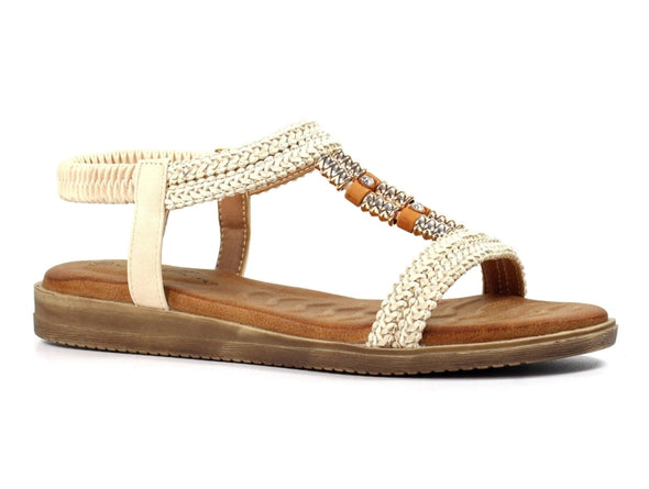 Lunar Portofino JLH502 – Boho Glam Sandal in Ivory White upper view