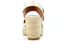 Lunar Rochester JLH507-Beige wedge sandals with double straps and buckles, resting on a woven platform, back view