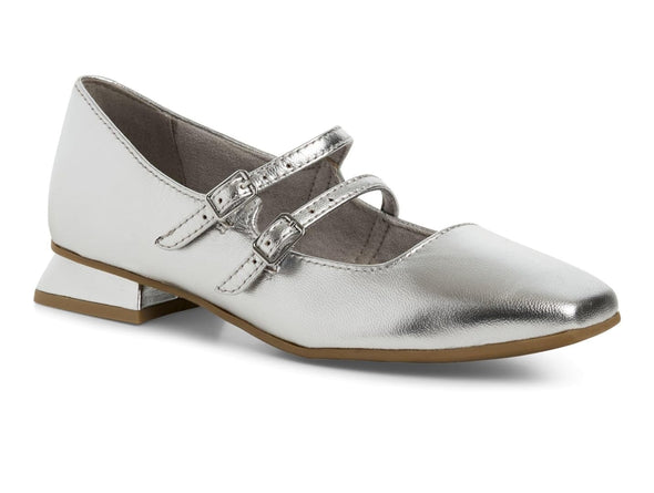 Marco Tozzi 2-22200-44 – Silver Leather Mary Jane upper view