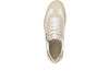 Women's laced fashion sneaker featuring a classic design, gold accents, and a comfortable subtle platform sole, top view.