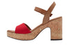 Marco Tozzi 2-28008-42 597 sandal in Red. Mid heel sandal with cork sole and brown ankle strap. Inner view