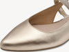 Marco Tozzi 2-89600-44 940 Gold Sling-Back Pumps with pointed toe, rhinestone strap, and a 2cm block heel, upper 2