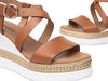 NeroGiardini E513550D – Tan Leather Wedge Sandal upper 1 view