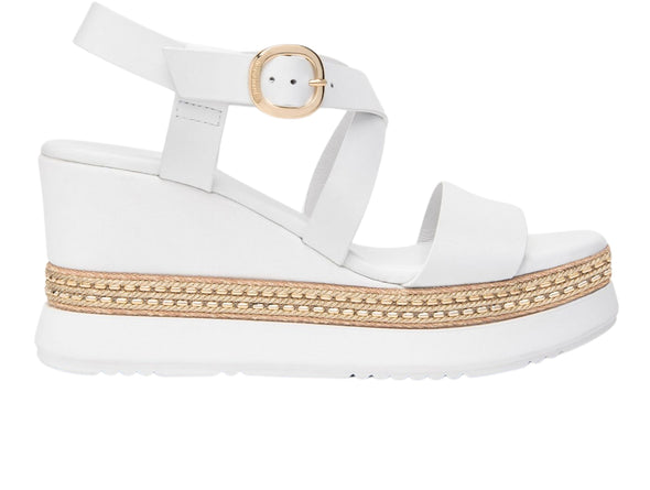 NeroGiardini E513550D – White Leather Wedge Sandal outer view