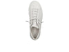 Paul Green Super Soft 5017-213 white leather sneakers. platform sole, lace-up design, and red & blue stripe detail top