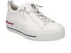 Paul Green Super Soft 5017-213 white leather sneakers. platform sole, lace-up design, and red & blue stripe detail upper