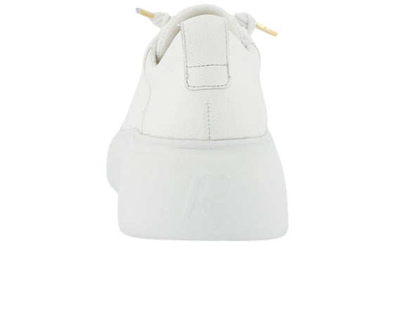 Paul Green 5418-037 in White leather, platform sole, elasticated laces and removable insoles, back