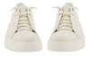 Paul Green 5418-077 in Ivory leather, platform sole, elasticated laces and removable insoles, front