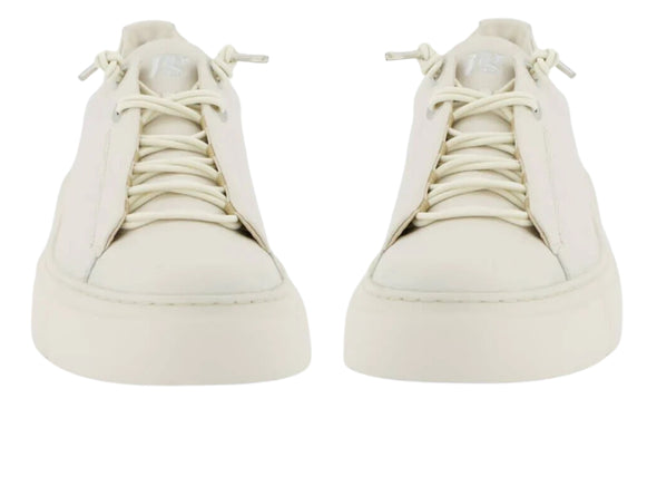 Paul Green 5418-077 in Ivory leather, platform sole, elasticated laces and removable insoles, front