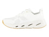 Stylish white Tenhaag 0001-047 sports shoes from an inner view. The sneakers feature a modern design with breathable mesh panels, elasticated laces, and a cushioned sole with cutout details. The gold branding and sleek finish add a touch of elegance, making them perfect for casual and athleisure wear.