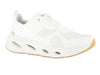 Stylish white Tenhaag 0001-047 sports shoes from upper view. The sneakers feature a modern design with breathable mesh panels, elasticated laces, and a cushioned sole with cut out details. The gold branding and sleek finish add a touch of elegance, making them perfect for casual and athleisure wear.