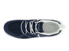 Stylish white Tenhaag 0001-057 Navy sports shoes from top view. The sneakers feature a modern design with breathable mesh panels, elasticated laces, and a cushioned sole with cutout details. The gold branding and sleek finish add a touch of elegance, making them perfect for casual and athleisure wear.